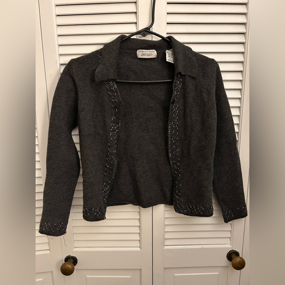 Lord & Taylor Charcoal Merino Wool Sweater